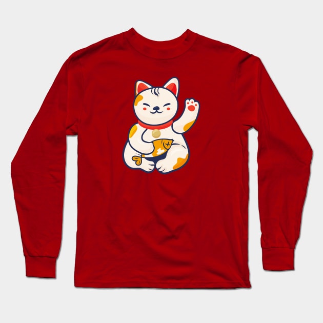 Maneki Neko Lucky Cat Long Sleeve T-Shirt by tatadonets